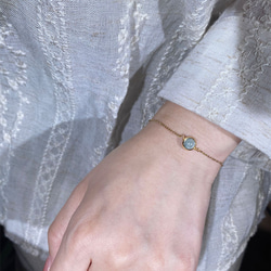 『石選べる』 トルマリンの一粒ブレスレット　淡水パール　繊細　華奢　ゴールド　14kgf　１本　ネコポス送料無料　 9枚目の画像