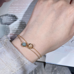 『石選べる』 トルマリンの一粒ブレスレット　淡水パール　繊細　華奢　ゴールド　14kgf　１本　ネコポス送料無料　 12枚目の画像