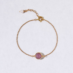 『石選べる』 トルマリンの一粒ブレスレット　淡水パール　繊細　華奢　ゴールド　14kgf　１本　ネコポス送料無料　 5枚目の画像