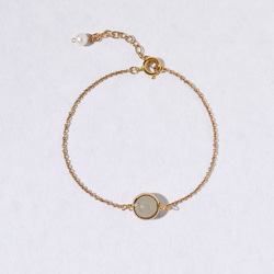 『石選べる』 トルマリンの一粒ブレスレット　淡水パール　繊細　華奢　ゴールド　14kgf　１本　ネコポス送料無料　 6枚目の画像