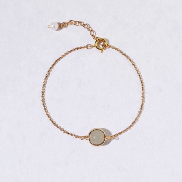 『石選べる』 トルマリンの一粒ブレスレット　淡水パール　繊細　華奢　ゴールド　14kgf　１本　ネコポス送料無料　 6枚目の画像