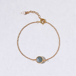 『石選べる』 トルマリンの一粒ブレスレット　淡水パール　繊細　華奢　ゴールド　14kgf　１本　ネコポス送料無料　 7枚目の画像