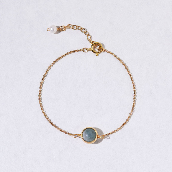 『石選べる』 トルマリンの一粒ブレスレット　淡水パール　繊細　華奢　ゴールド　14kgf　１本　ネコポス送料無料　 7枚目の画像