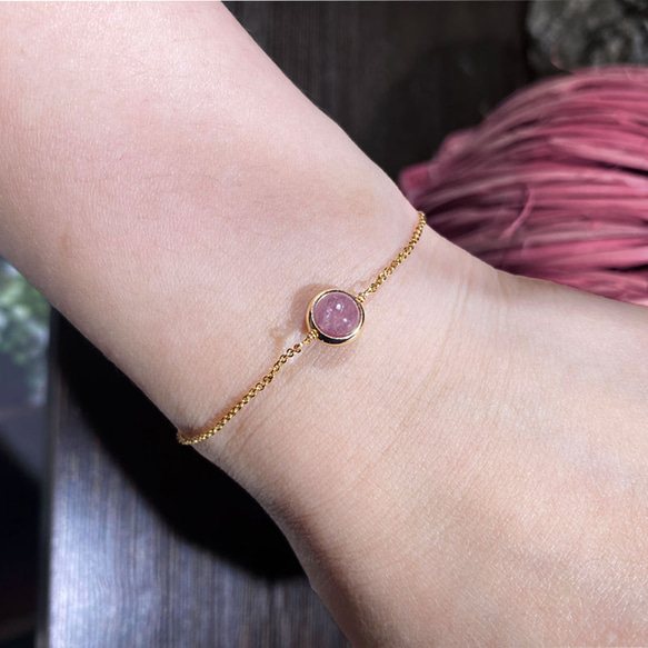 『石選べる』 トルマリンの一粒ブレスレット　淡水パール　繊細　華奢　ゴールド　14kgf　１本　ネコポス送料無料　 11枚目の画像