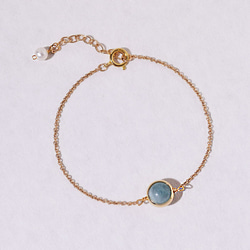 『石選べる』 トルマリンの一粒ブレスレット　淡水パール　繊細　華奢　ゴールド　14kgf　１本　ネコポス送料無料　 8枚目の画像