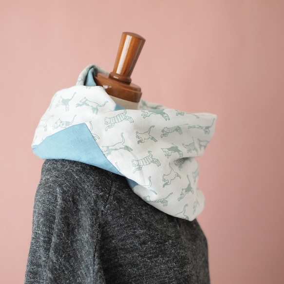 猫いっぱいのスヌード・播州織ソフトタッチジャガード×ダブルガーゼ　 3枚目の画像