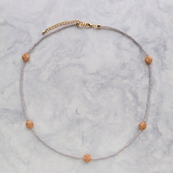 【一点物】金アレ対応~チェコビーズのネックレス(48cm:ベージュ&マットグレージュ)「creema限定」 2枚目の画像