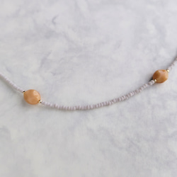 【一点物】金アレ対応~チェコビーズのネックレス(48cm:ベージュ&マットグレージュ)「creema限定」 3枚目の画像