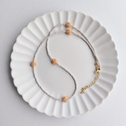 【一点物】金アレ対応~チェコビーズのネックレス(48cm:ベージュ&マットグレージュ)「creema限定」 1枚目の画像