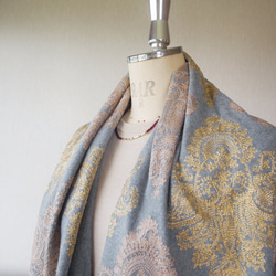 【豪華で繊細な刺繍】ブランケットショール・ペイズリー柄GY 4枚目の画像