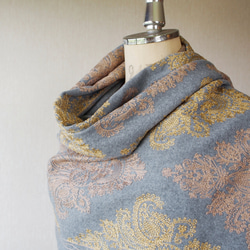 【豪華で繊細な刺繍】ブランケットショール・ペイズリー柄GY 6枚目の画像