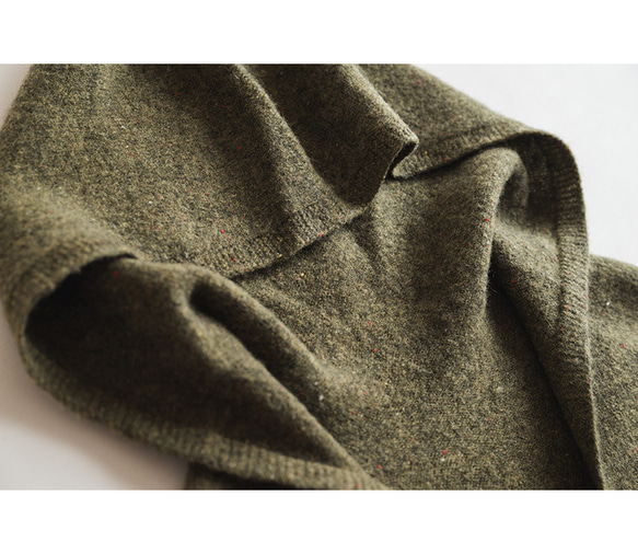 ◇4color【柔らか フード 無縫製 シームレス ニット ウール100%】長袖 T-00011 9枚目の画像