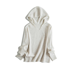 ◇4color【柔らか フード 無縫製 シームレス ニット ウール100%】長袖 T-00011 3枚目の画像