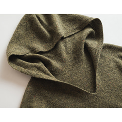 ◇4color【柔らか フード 無縫製 シームレス ニット ウール100%】長袖 T-00011 8枚目の画像