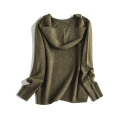 ◇4color【柔らか フード 無縫製 シームレス ニット ウール100%】長袖 T-00011 7枚目の画像