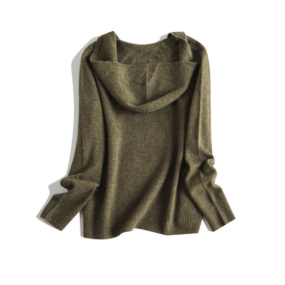 ◇4color【柔らか フード 無縫製 シームレス ニット ウール100%】長袖 T-00011 7枚目の画像