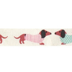 再入荷！カットしてタグにしても！『シンプルで使いやすい！コットンテープ　ダックス柄　ドッグ柄』～4ｍ65㎝でカット済み～ 3枚目の画像