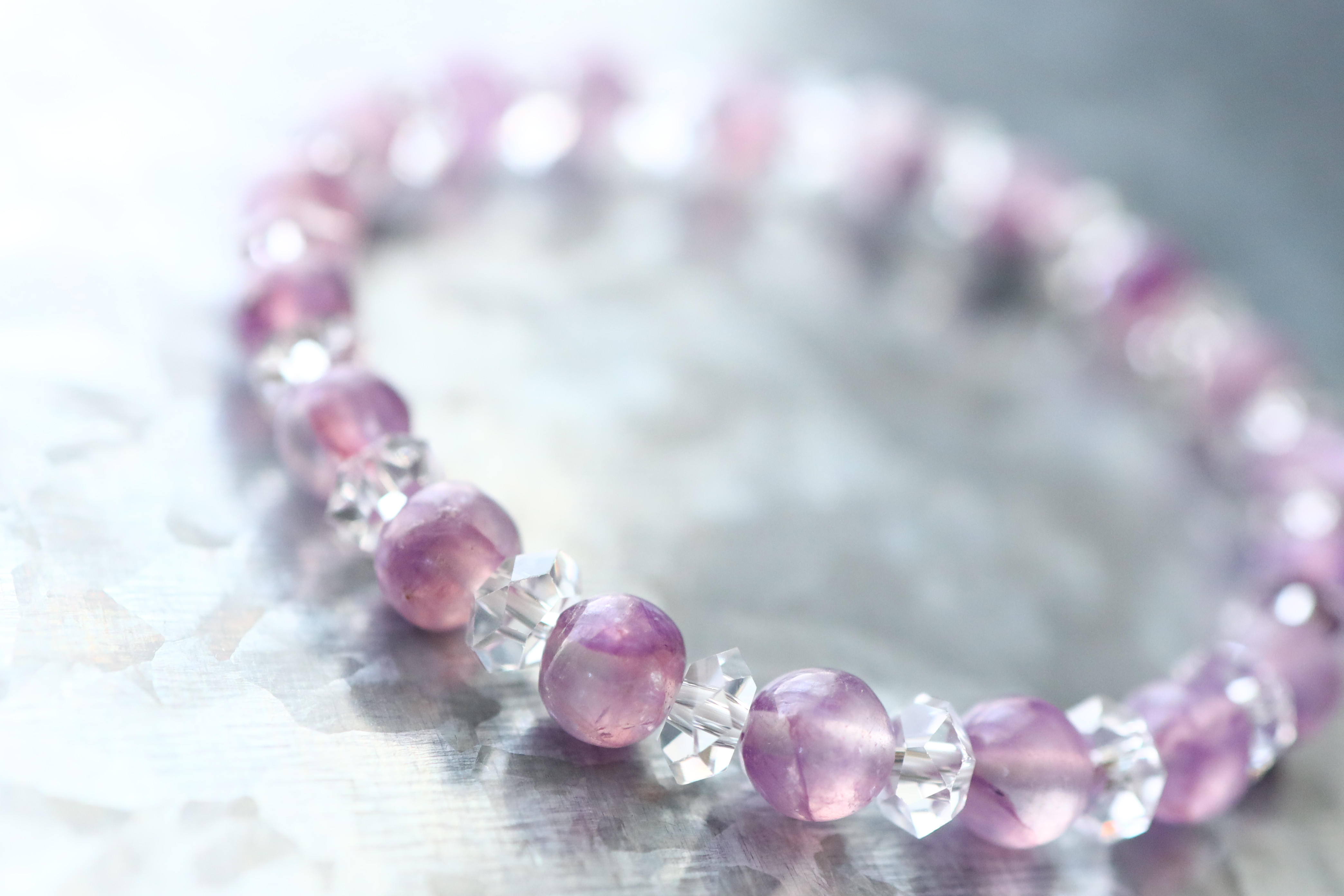 …☆プレミアムブレス☆…☆エンジェルシリカ・チャロアイト：6ミリ＆水晶☆…☆天然石ブレスレット☆…