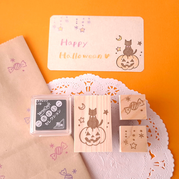 【残り1セット】10月のHappyBag 福袋　猫　はんこ　スタンプ　インクパッド付き 2枚目の画像