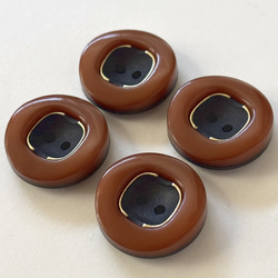ボタン レトロ 円形 サークル ブラウン 二つ穴 23mm 4個セット ew-007 2枚目の画像