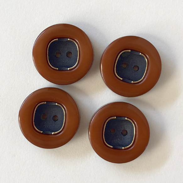 ボタン レトロ 円形 サークル ブラウン 二つ穴 23mm 4個セット ew-007 1枚目の画像