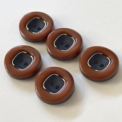 ボタン レトロ 円形 サークル ブラウン 二つ穴 21mm 5個セット ew-008 2枚目の画像