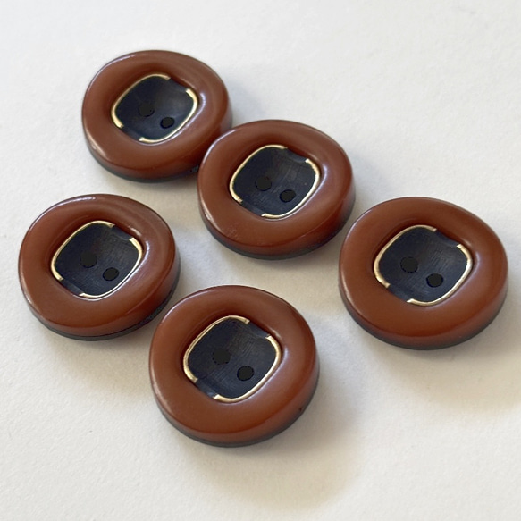 ボタン レトロ 円形 サークル ブラウン 二つ穴 21mm 5個セット ew-008 2枚目の画像
