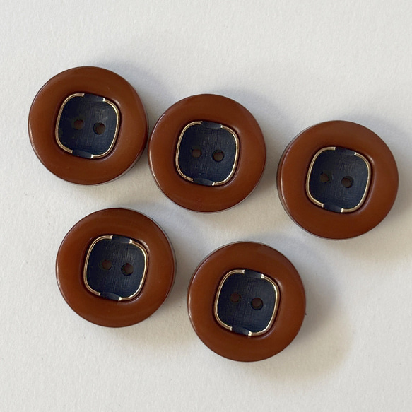 ボタン レトロ 円形 サークル ブラウン 二つ穴 21mm 5個セット ew-008 1枚目の画像