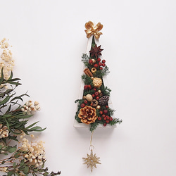 クリスマスツリー風壁飾り ウッドフレーム / プリザーブドフラワー