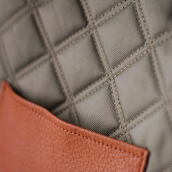 本革ポケットの2wayキルトバッグ キルティング ナイロンオックス 軽量 バケットバッグ かるいかばん O-384 6枚目の画像