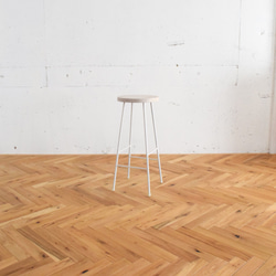 オーダー品：【ホワイト】ハイスツール/アイアン・ウッド（白脚） 椅子