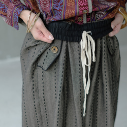 秋冬の本命ボトム◎ヘリンボーン柄ハンドステッチバルーンパンツ（25w-11）チャコール 19枚目の画像