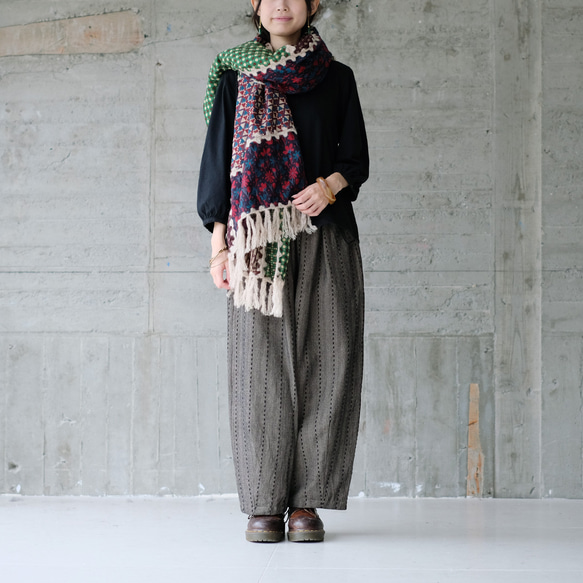 秋冬の本命ボトム◎ヘリンボーン柄ハンドステッチバルーンパンツ（25w-11）チャコール 13枚目の画像