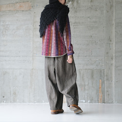 秋冬の本命ボトム◎ヘリンボーン柄ハンドステッチバルーンパンツ（25w-11）チャコール 16枚目の画像
