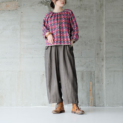 秋冬の本命ボトム◎ヘリンボーン柄ハンドステッチバルーンパンツ（25w-11）チャコール 3枚目の画像