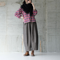 秋冬の本命ボトム◎ヘリンボーン柄ハンドステッチバルーンパンツ（25w-11）チャコール 6枚目の画像