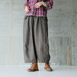 秋冬の本命ボトム◎ヘリンボーン柄ハンドステッチバルーンパンツ（25w-11）チャコール 1枚目の画像