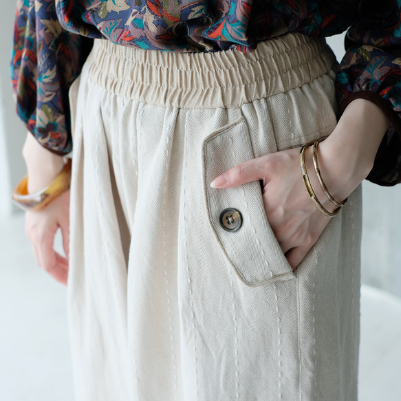 秋冬の本命ボトム◎ヘリンボーン柄ハンドステッチバルーンパンツ（25w-11）オフホワイト 14枚目の画像