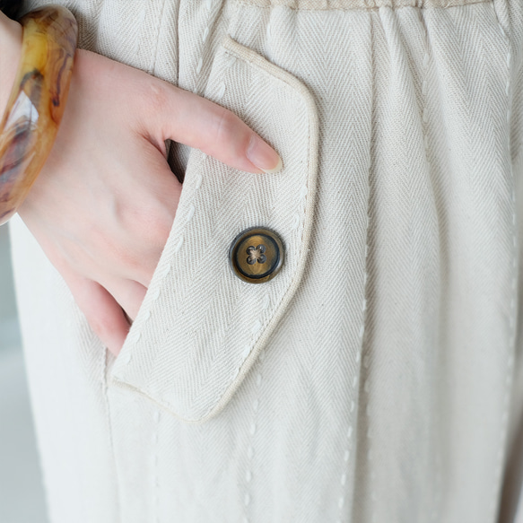 秋冬の本命ボトム◎ヘリンボーン柄ハンドステッチバルーンパンツ（25w-11）オフホワイト 18枚目の画像