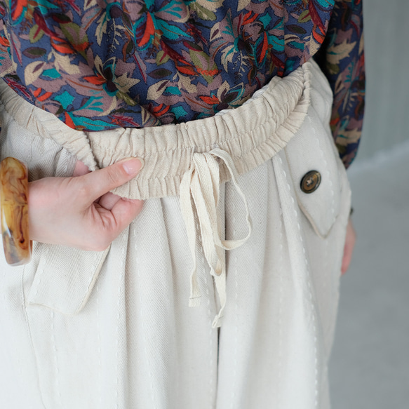 秋冬の本命ボトム◎ヘリンボーン柄ハンドステッチバルーンパンツ（25w-11）オフホワイト 15枚目の画像