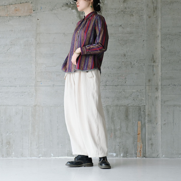 秋冬の本命ボトム◎ヘリンボーン柄ハンドステッチバルーンパンツ（25w-11）オフホワイト 10枚目の画像