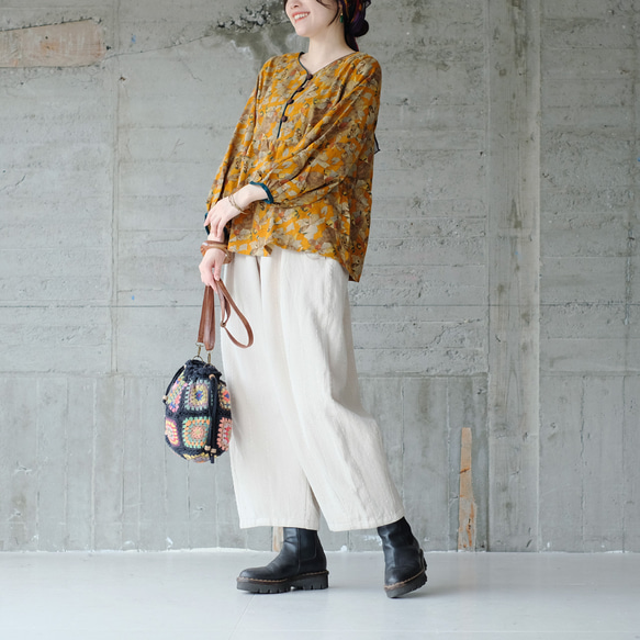 秋冬の本命ボトム◎ヘリンボーン柄ハンドステッチバルーンパンツ（25w-11）オフホワイト 9枚目の画像