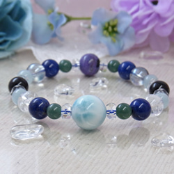 まゆ様♥️大粒ラリマー 猫ちゃん＆アイスラリマー天然石ブレスレット ねこの夢（LarimarMJ）の販売中作品一覧 | ハンドメイド通販