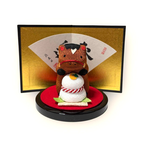 2026年 干支置物 ちりめん【招福午と鏡餅】ウマ年 令和8年 正月飾り