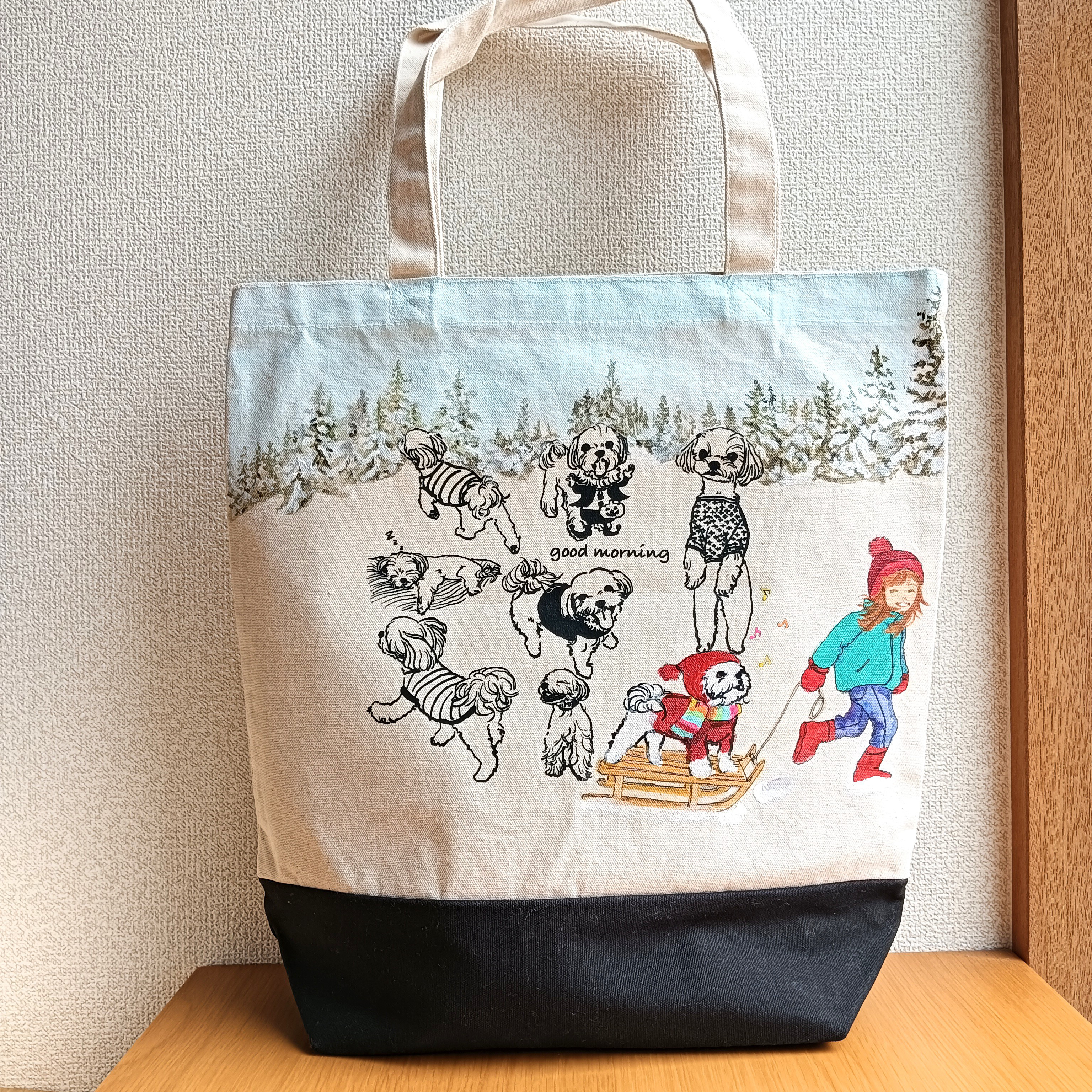 マルチーズちゃんず冬の日トートバッグ