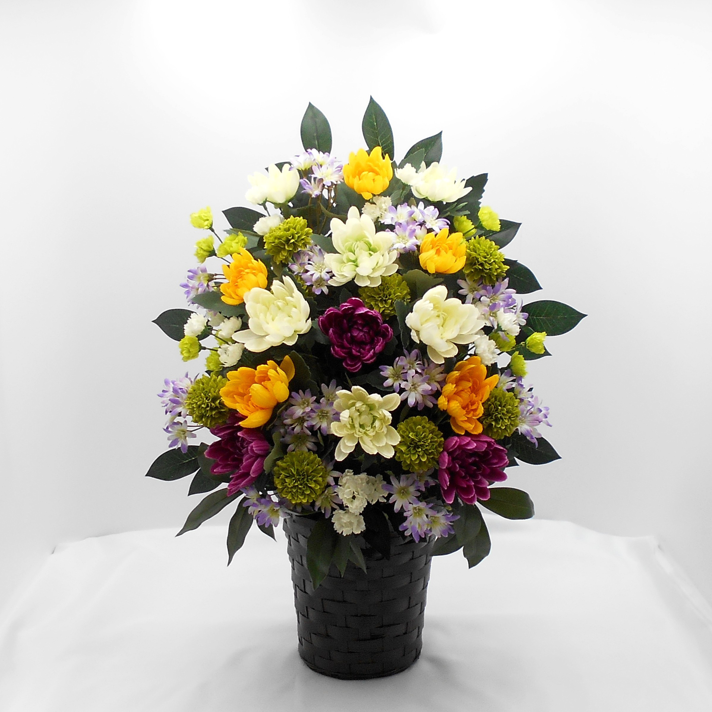 仏花　アレンジ　総高さ６１㎝　たっぷり菊の花　アーティシャルフラワー　仏壇　供花　お彼岸　お盆