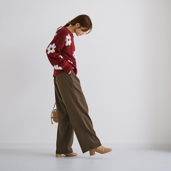 【AW新作】ふわっと体を包み込む柔らかさを体験してみて シャギーニット 花柄 ゆったりサイズ 25562 11枚目の画像