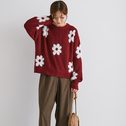 【AW新作】ふわっと体を包み込む柔らかさを体験してみて シャギーニット 花柄 ゆったりサイズ 25562 13枚目の画像