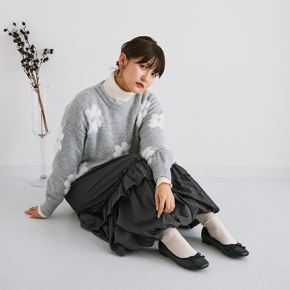 【AW新作】ふわっと体を包み込む柔らかさを体験してみて シャギーニット 花柄 ゆったりサイズ 25562 6枚目の画像