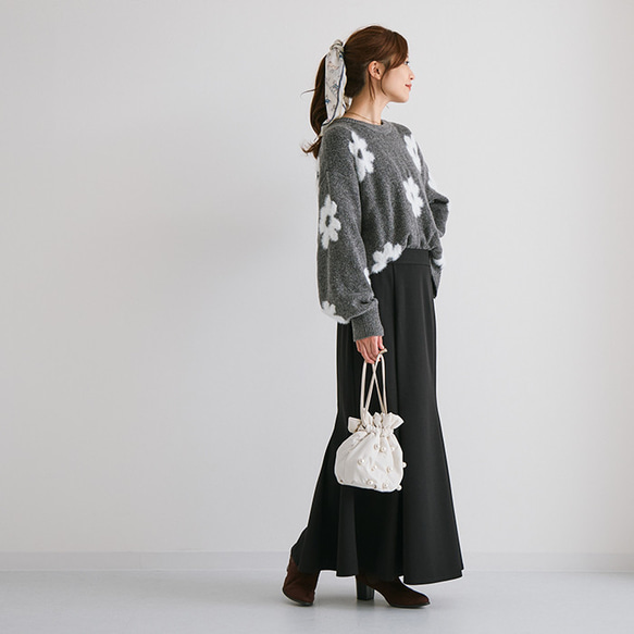 【AW新作】ふわっと体を包み込む柔らかさを体験してみて シャギーニット 花柄 ゆったりサイズ 25562 17枚目の画像